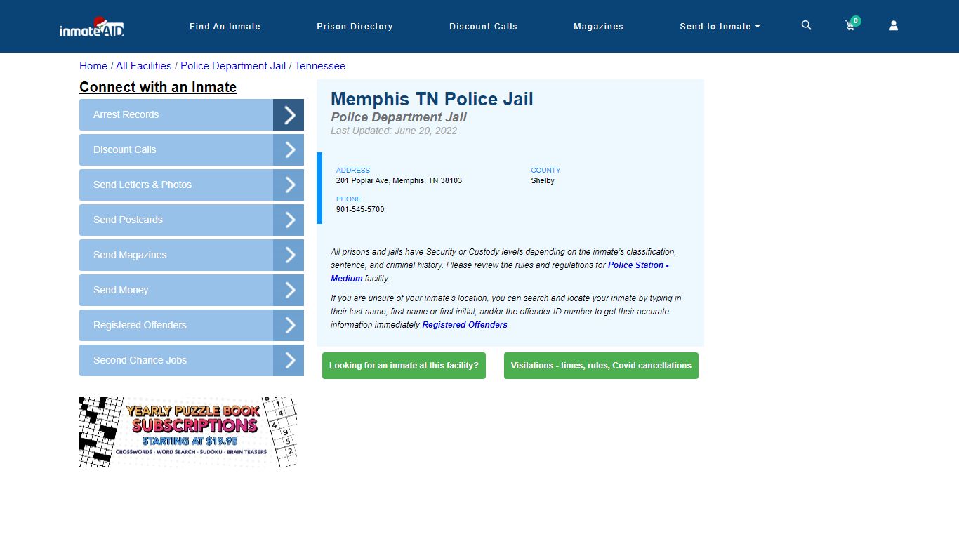 Memphis TN Police Jail & Inmate Search - Memphis, TN